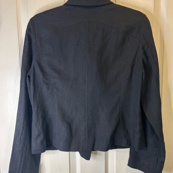 💙”Talbots” Women's Dark Navy 100% Linen Zip Front Jacket w/ Pockets Size 8P💙 - Picture 9 of 16